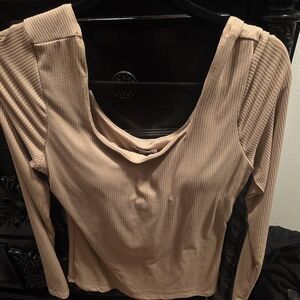 White Birch Ribbed Tan Blouse